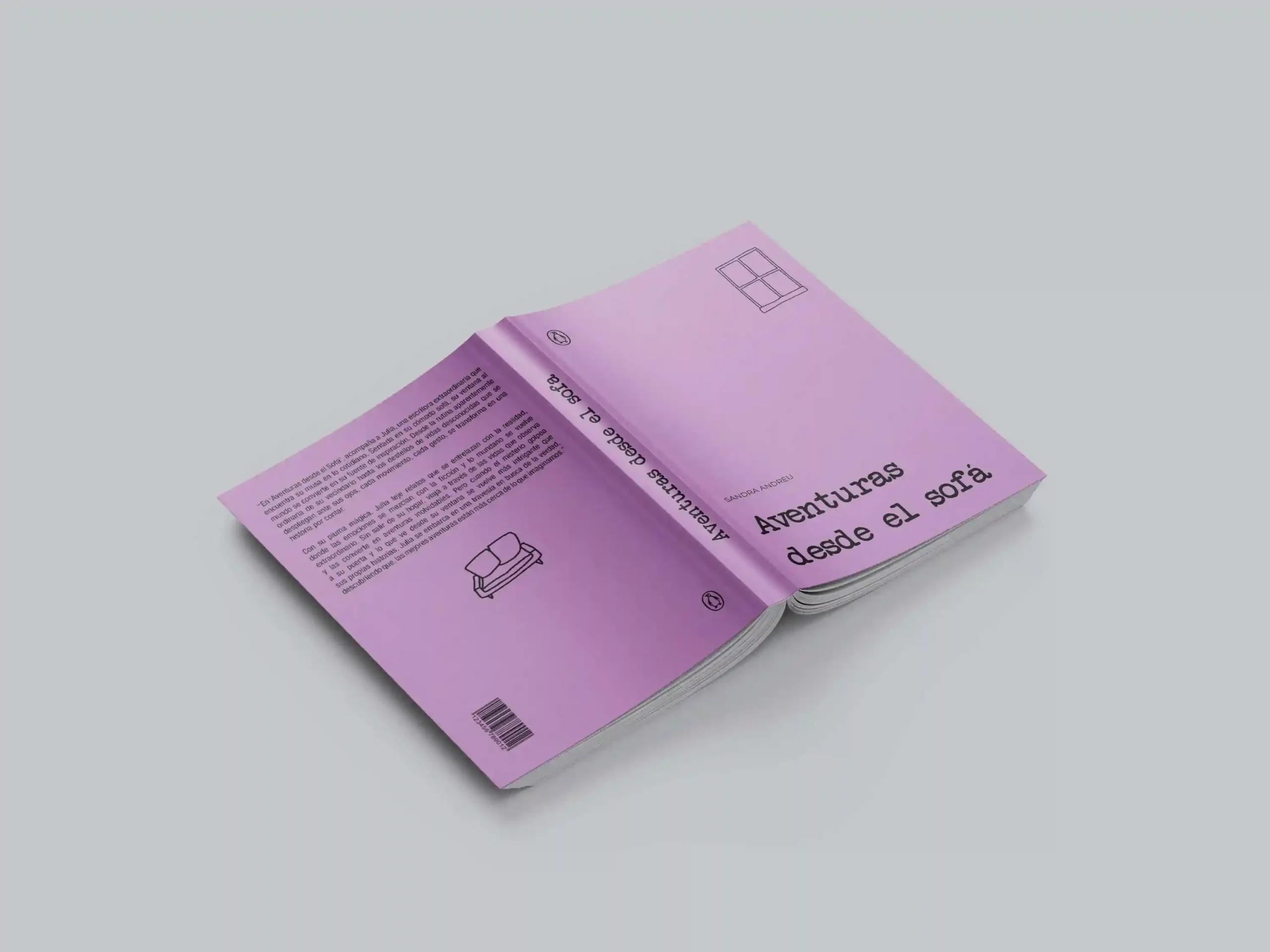 Minimalist book cover and back cover design in pink, with small illustrations complementing the elegant and modern style of the editorial design.