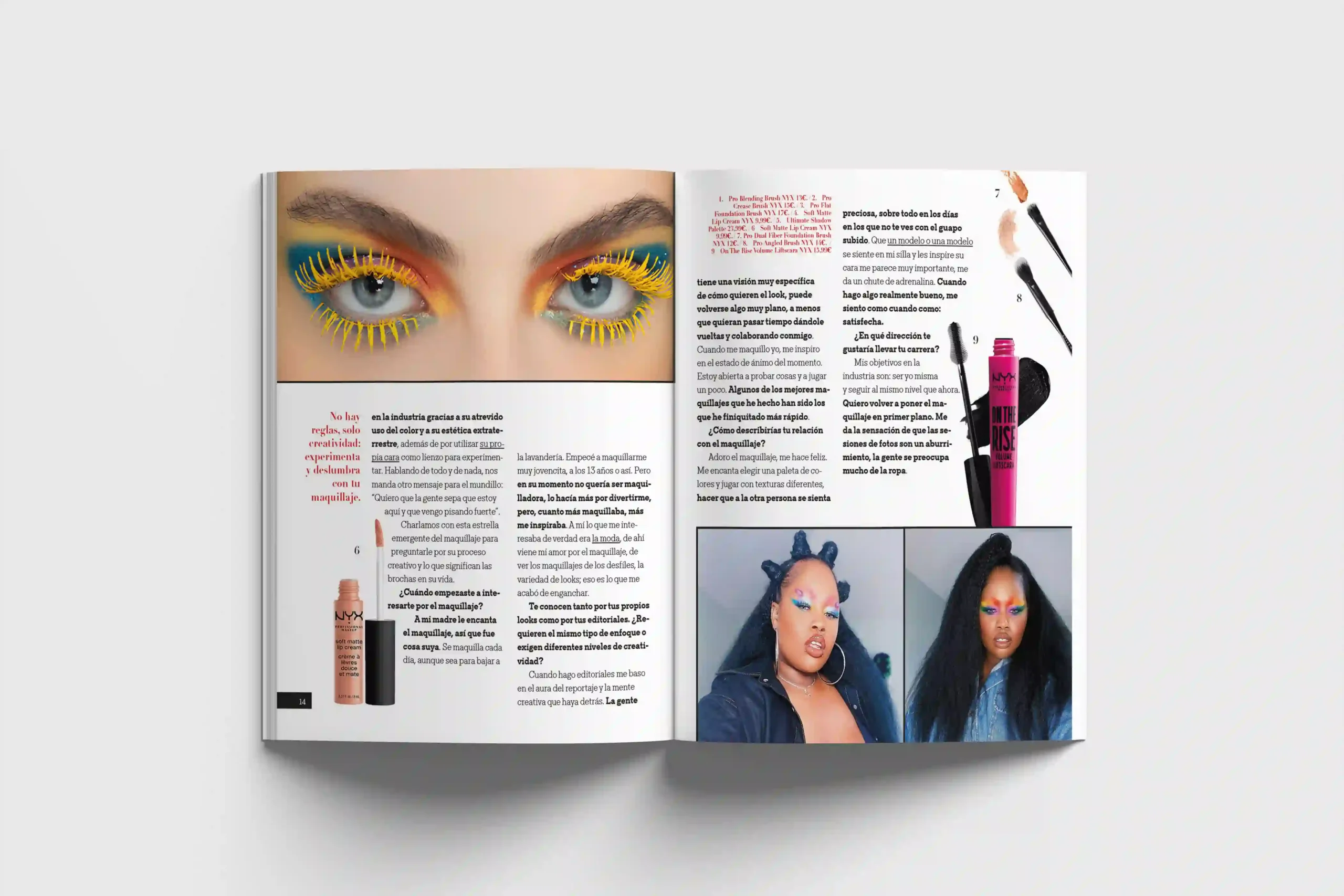 Design of page 6 of a fashion magazine, featuring a creative visual composition that highlights the latest trends and captures the essence of contemporary style.