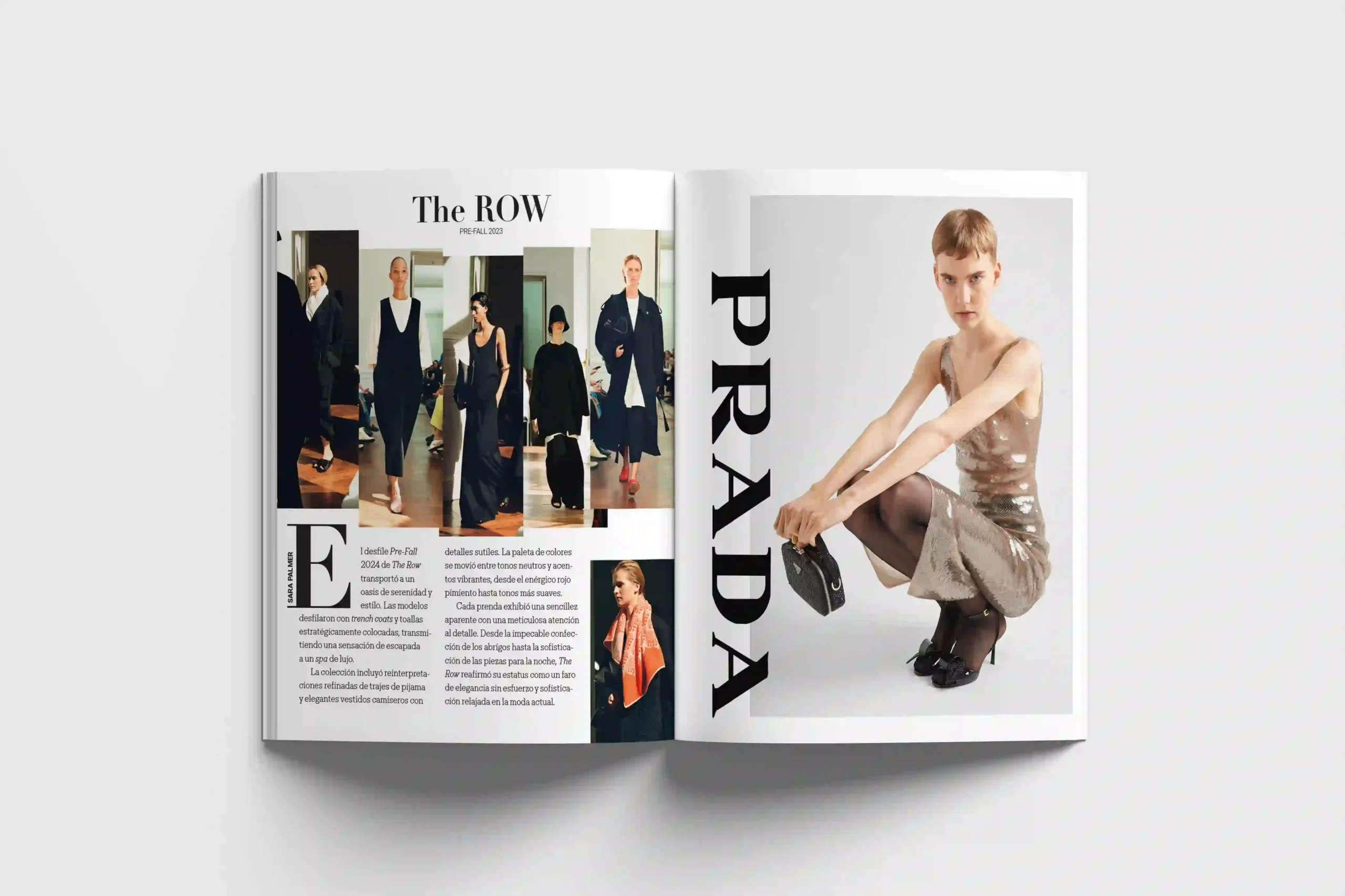 Design of page 5 of a fashion magazine, featuring a creative visual composition that highlights the latest trends and captures the essence of contemporary style.