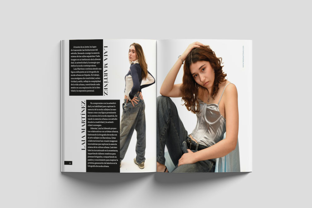 Design of page 4 of a fashion magazine, featuring a creative visual composition that highlights the latest trends and captures the essence of contemporary style.