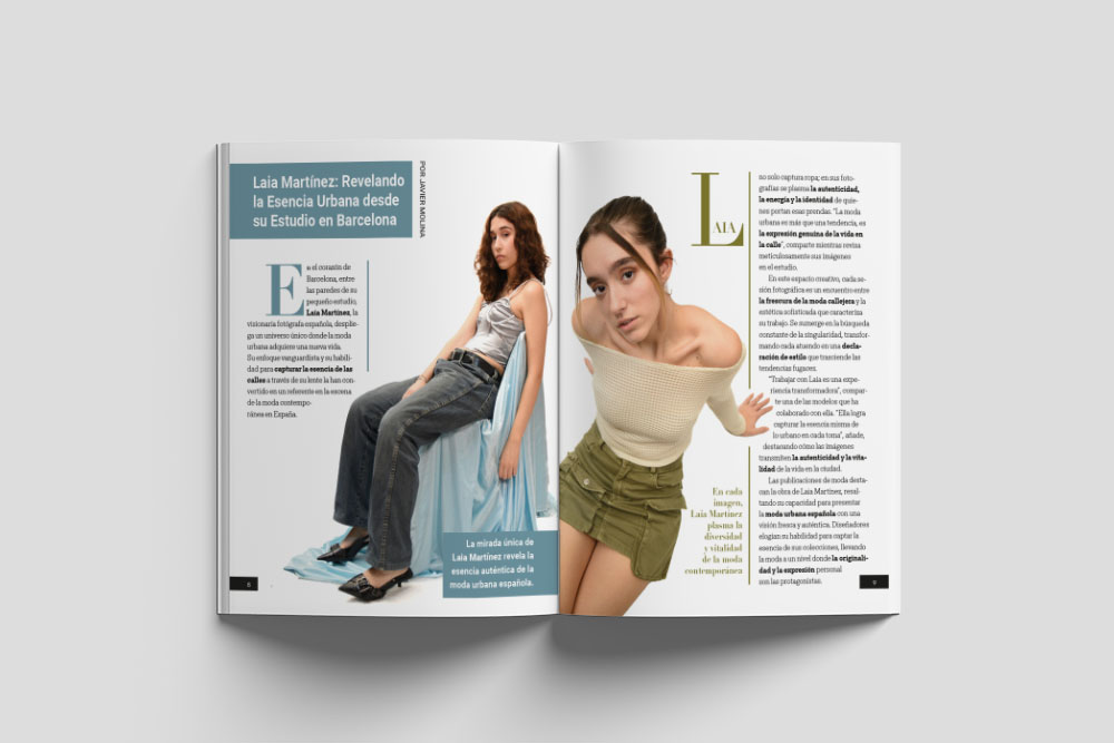 Design of page 1 of a fashion magazine, featuring a creative visual composition that highlights the latest trends and captures the essence of contemporary style.